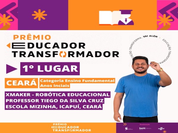 Prêmio Educador Transformador: Professor Tiego Cruz da Escola Mizinha vence em 1º lugar na etapa estadual