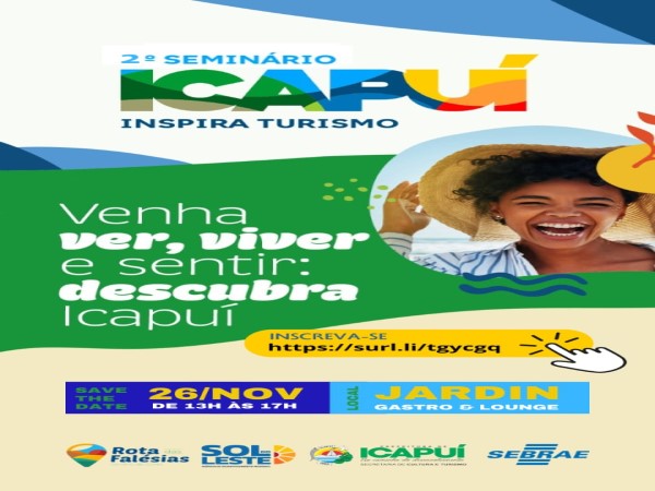 2º Seminário Icapuí Inspira Turismo acontece no dia 26 de novembro; inscreva-se e participe